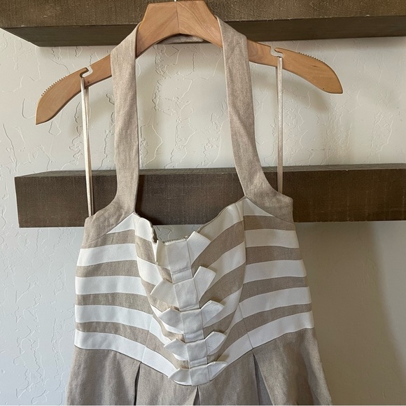 Jessica Simpson|Tan Linen Halter Dress w White Horizontal Stripes, Feminine!••• - Picture 4 of 16
